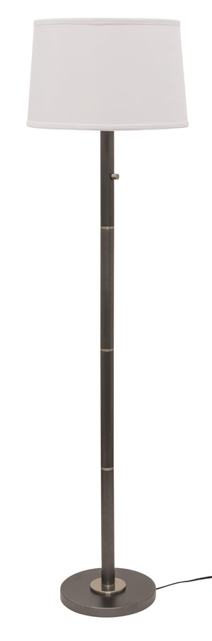 Rupert three way floor lamp in granite with satin nickel accents