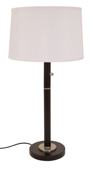 Rupert three way table lamp in granite with satin nickel accents and USB port