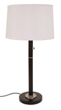 Rupert three way table lamp in granite with satin nickel accents and USB port