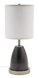 Rupert table lamp in granite with satin nickel accents and USB port