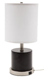 Rupert table lamp with satin nickel accents and USB port