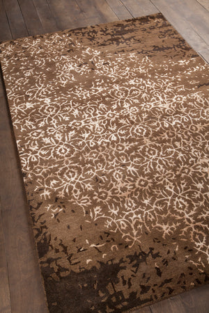 Chandra Rugs Rupec 80% Wool + 20% Viscose Hand-Tufted Contemporary Rug Brown/Cream 9' x 13'