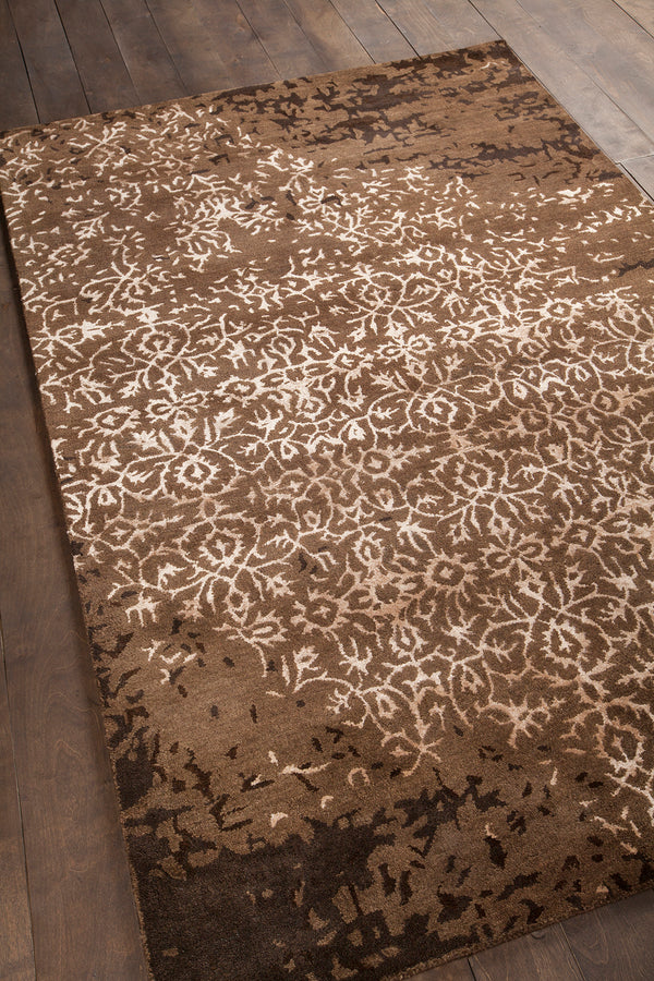Chandra Rugs Rupec 80% Wool + 20% Viscose Hand-Tufted Contemporary Rug Brown/Cream 9' x 13'