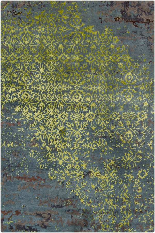 Chandra Rugs Rupec 80% Wool + 20% Viscose Hand-Tufted Contemporary Rug Blue/Green/Brown 9' x 13'