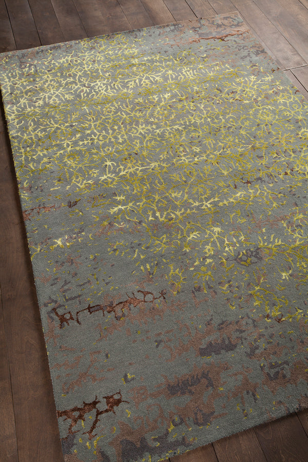 Chandra Rugs Rupec 80% Wool + 20% Viscose Hand-Tufted Contemporary Rug Blue/Green/Brown 9' x 13'