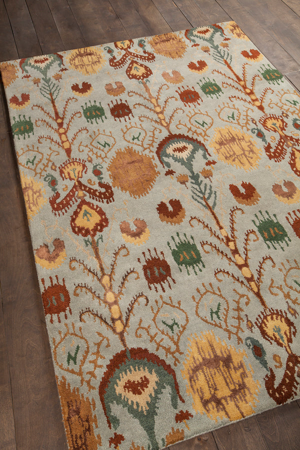 Chandra Rugs Rupec 80% Wool + 20% Viscose Hand-Tufted Contemporary Rug Blue/Brown/Gold/Grey/Green 9' x 13'