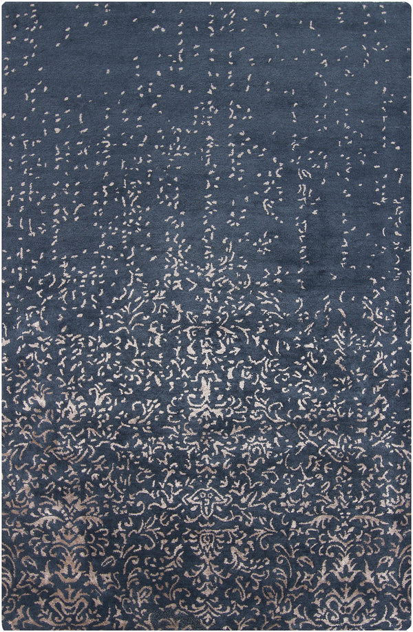 Chandra Rugs Rupec 80% Wool + 20% Viscose Hand-Tufted Contemporary Rug Navy/Beige 9' x 13'