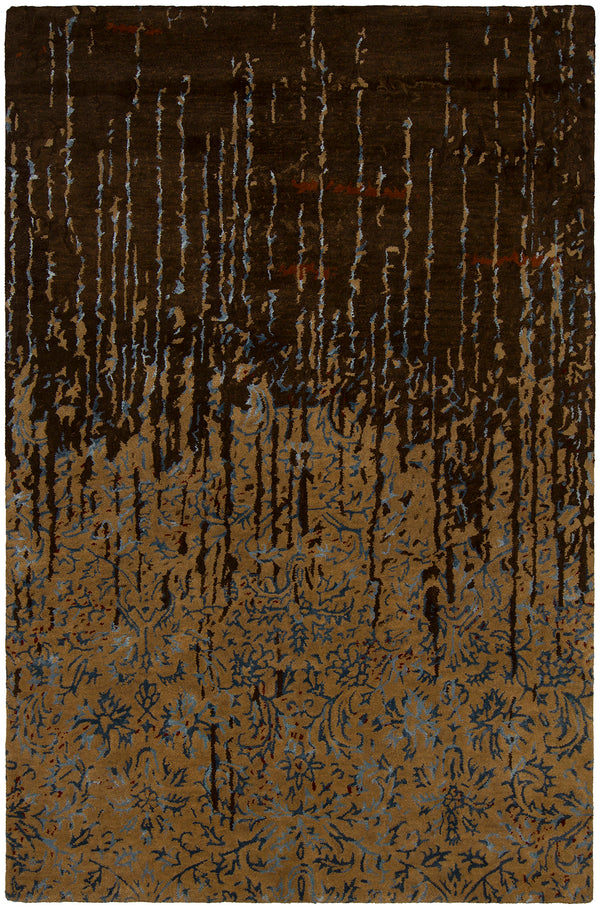Chandra Rugs Rupec 80% Wool + 20% Viscose Hand-Tufted Contemporary Rug Brown/Blue 9' x 13'