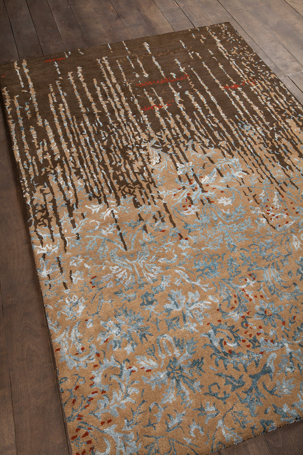 Chandra Rugs Rupec 80% Wool + 20% Viscose Hand-Tufted Contemporary Rug Brown/Blue 9' x 13'