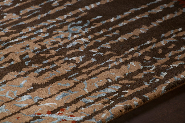 Chandra Rugs Rupec 80% Wool + 20% Viscose Hand-Tufted Contemporary Rug Brown/Blue 9' x 13'