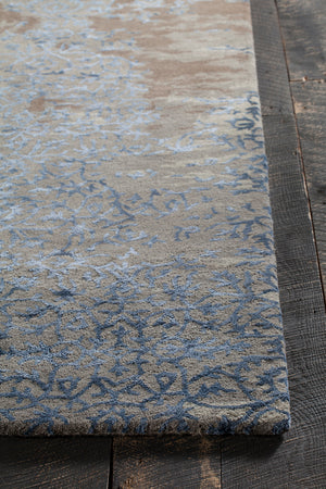 Chandra Rugs Rupec 80% Wool + 20% Viscose Hand-Tufted Contemporary Rug Grey / Blue/ Brown 9' x 13'