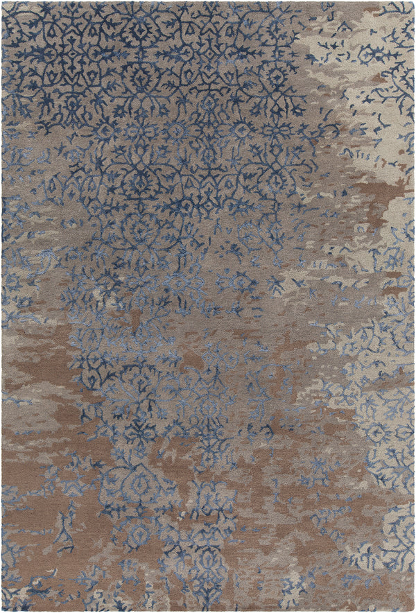 Chandra Rugs Rupec 80% Wool + 20% Viscose Hand-Tufted Contemporary Rug Grey / Blue/ Brown 9' x 13'