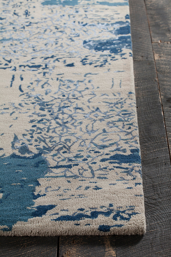 Chandra Rugs Rupec 80% Wool + 20% Viscose Hand-Tufted Contemporary Rug Beige / Blue 9' x 13'