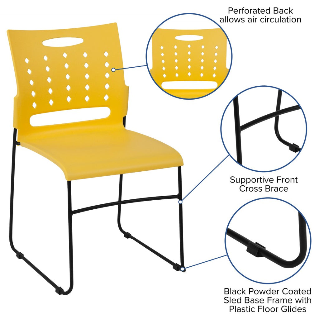 English Elm EE2435 Classic Commercial Grade Plastic Stack Chair Yellow EEV-15925