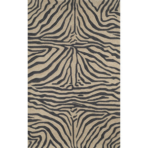 Trans-Ocean Liora Manne Ravella Zebra Casual Indoor/Outdoor Hand Tufted 70% Polypropylene/30%Acrylic Rug Black 8'3" x 11'6"
