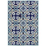 Trans-Ocean Liora Manne Ravella Floral Tile Casual Indoor/Outdoor Hand Tufted 70% Polypropylene/30%Acrylic Rug Navy 8'3" x 11'6"