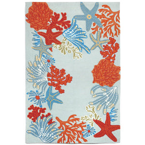 Trans-Ocean Liora Manne Ravella Ocean Scene Casual Indoor/Outdoor Hand Tufted 70% Polypropylene/30%Acrylic Rug Aqua 8'3" x 11'6"