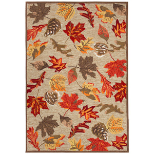 Trans-Ocean Liora Manne Ravella Falling Leaves Casual Indoor/Outdoor Hand Tufted 70% Polypropylene/30%Acrylic Rug Natural 8'3" x 11'6"