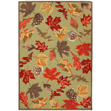 Trans-Ocean Liora Manne Ravella Falling Leaves Casual Indoor/Outdoor Hand Tufted 70% Polypropylene/30%Acrylic Rug Moss 8'3" x 11'6"