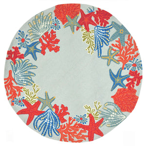 Trans-Ocean Liora Manne Ravella Ocean Scene Casual Indoor/Outdoor Hand Tufted 70% Polypropylene/30%Acrylic Rug Aqua 8' Round