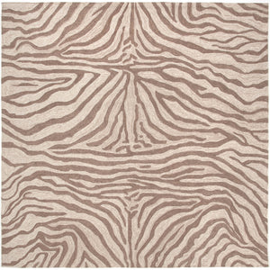 Trans-Ocean Liora Manne Ravella Zebra Casual Indoor/Outdoor Hand Tufted 70% Polypropylene/30%Acrylic Rug Brown 8' Square
