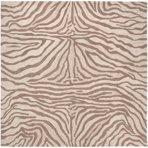 Trans-Ocean Liora Manne Ravella Zebra Casual Indoor/Outdoor Hand Tufted 70% Polypropylene/30%Acrylic Rug Brown 8' Square