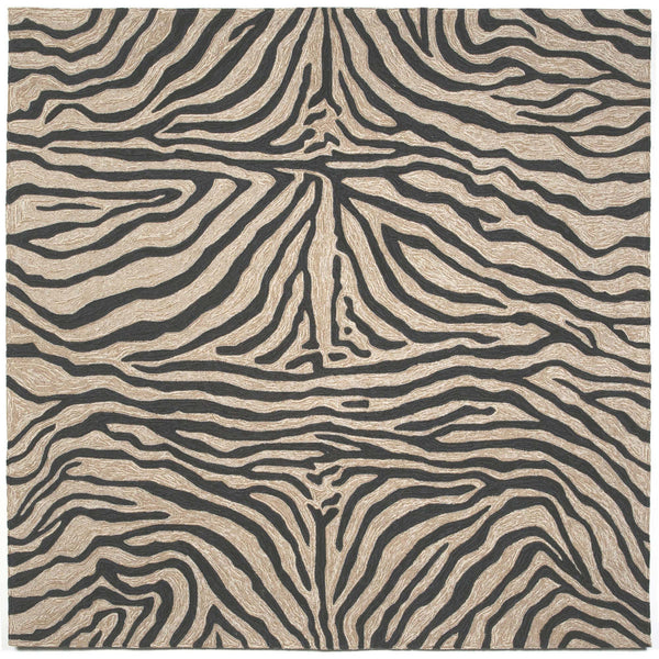 Trans-Ocean Liora Manne Ravella Zebra Casual Indoor/Outdoor Hand Tufted 70% Polypropylene/30%Acrylic Rug Black 8' Square