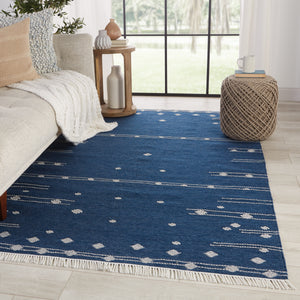 Jaipur Living Calli Indoor/ Outdoor Geometric Blue/ White Area Rug (10'X14')