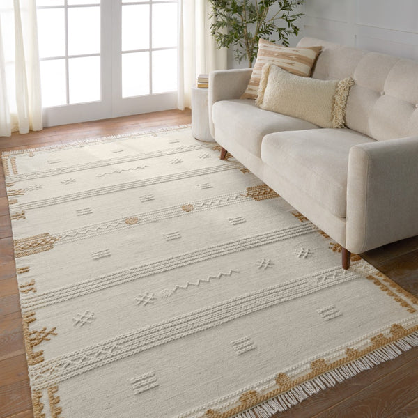 Jaipur Living Revelry Noble RVR04 Handwoven Handmade Outdoor Global Rug Ivory 5' x 8'