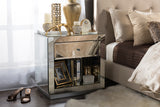 Baxton Studio Rochadh Modern and Contemporary Hollywood Glamour Style 1-drawer and 1-shelf Nightstand and Bedside Table