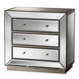 Edeline Hollywood Regency Glamour Style Mirrored 3-Drawer Chest