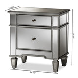 Baxton Studio Sussie Hollywood Regency Glamour Style Mirrored 2-Drawer Nightstand