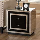 Baxton Studio Cecilia Hollywood Regency Glamour Style Mirrored 2-Drawer Nightstand