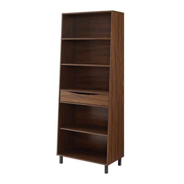 Walker Edison Ryder Modern/Contemporary 72" Single Drawer Angled Front Bookshelf RYDH8GDW