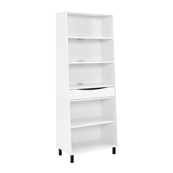 Walker Edison Ryder Modern/Contemporary 72" Single Drawer Angled Front Bookshelf RYDH8GSW