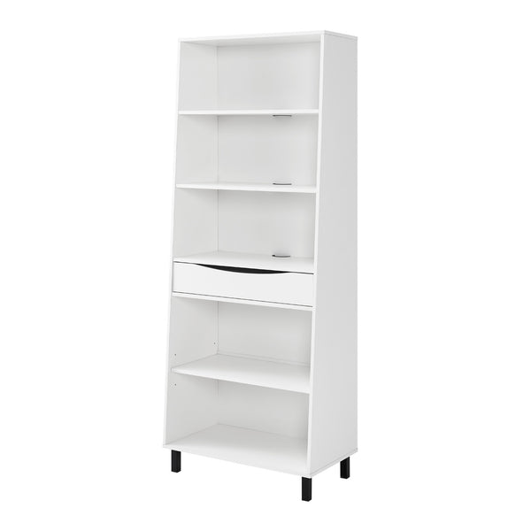 Walker Edison Ryder Modern/Contemporary 72" Single Drawer Angled Front Bookshelf RYDH8GSW