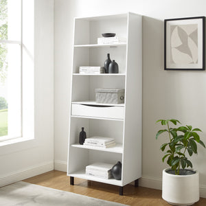 Walker Edison Ryder Modern/Contemporary 72" Single Drawer Angled Front Bookshelf RYDH8GSW