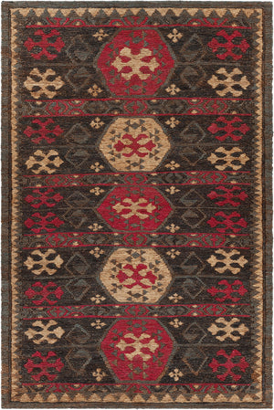 Chandra Rugs Ryleigh 100% Jute Hand-Woven Transitional Wool Rug Grey/Red/Natural 7'9 x 10'6
