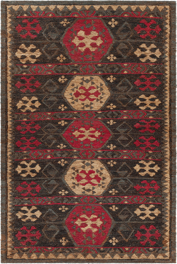 Chandra Rugs Ryleigh 100% Jute Hand-Woven Transitional Wool Rug Grey/Red/Natural 7'9 x 10'6