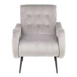 Rafael Contemporary Lounge Chair in Black Metal and Silver Velvet by LumiSource