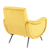Rafael Contemporary Lounge Chair in Black Metal and Yellow Velvet by LumiSource