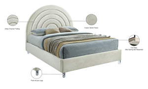 Rainbow Acrylic / Velvet / Engineered Wood / Foam Contemporary Cream Velvet Full Bed - 60" W x 76.4" D x 59.5" H