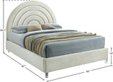 Rainbow Acrylic / Velvet / Engineered Wood / Foam Contemporary Cream Velvet Full Bed - 60" W x 76.4" D x 59.5" H