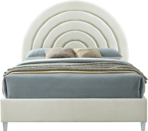 Rainbow Acrylic / Velvet / Engineered Wood / Foam Contemporary Cream Velvet Full Bed - 60" W x 76.4" D x 59.5" H