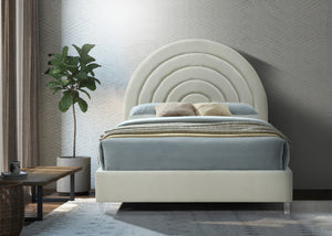 Rainbow Acrylic / Velvet / Engineered Wood / Foam Contemporary Cream Velvet Full Bed - 60" W x 76.4" D x 59.5" H