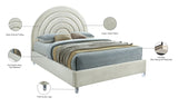 Rainbow Acrylic / Velvet / Engineered Wood / Foam Contemporary Cream Velvet King Bed - 81.5" W x 81.9" D x 59.5" H