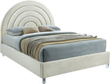 Rainbow Acrylic / Velvet / Engineered Wood / Foam Contemporary Cream Velvet King Bed - 81.5" W x 81.9" D x 59.5" H