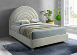 Rainbow Acrylic / Velvet / Engineered Wood / Foam Contemporary Cream Velvet Queen Bed - 66" W x 81.9" D x 59.3" H