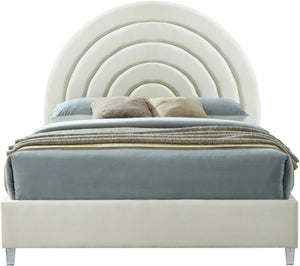 Rainbow Acrylic / Velvet / Engineered Wood / Foam Contemporary Cream Velvet Queen Bed - 66" W x 81.9" D x 59.3" H