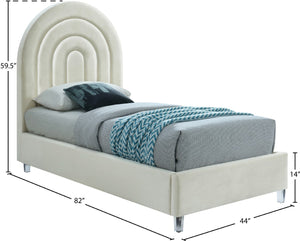 Rainbow Acrylic / Velvet / Engineered Wood / Foam Contemporary Cream Velvet Twin Bed - 44.5" W x 76.4" D x 59.3" H